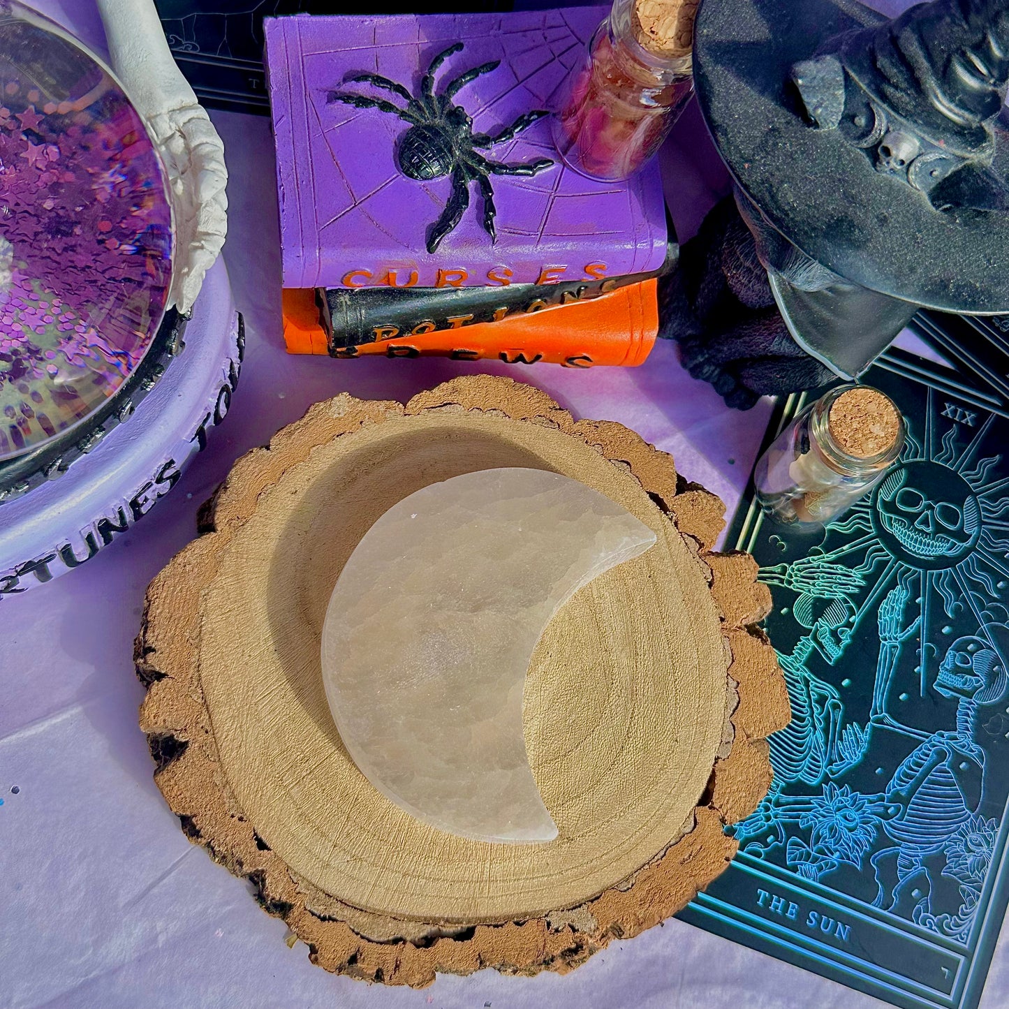 satin spar selenite moon
