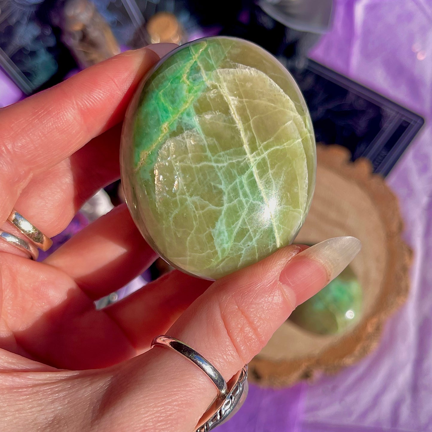 garnierite green moonstone palm stones ~ intuitively chosen