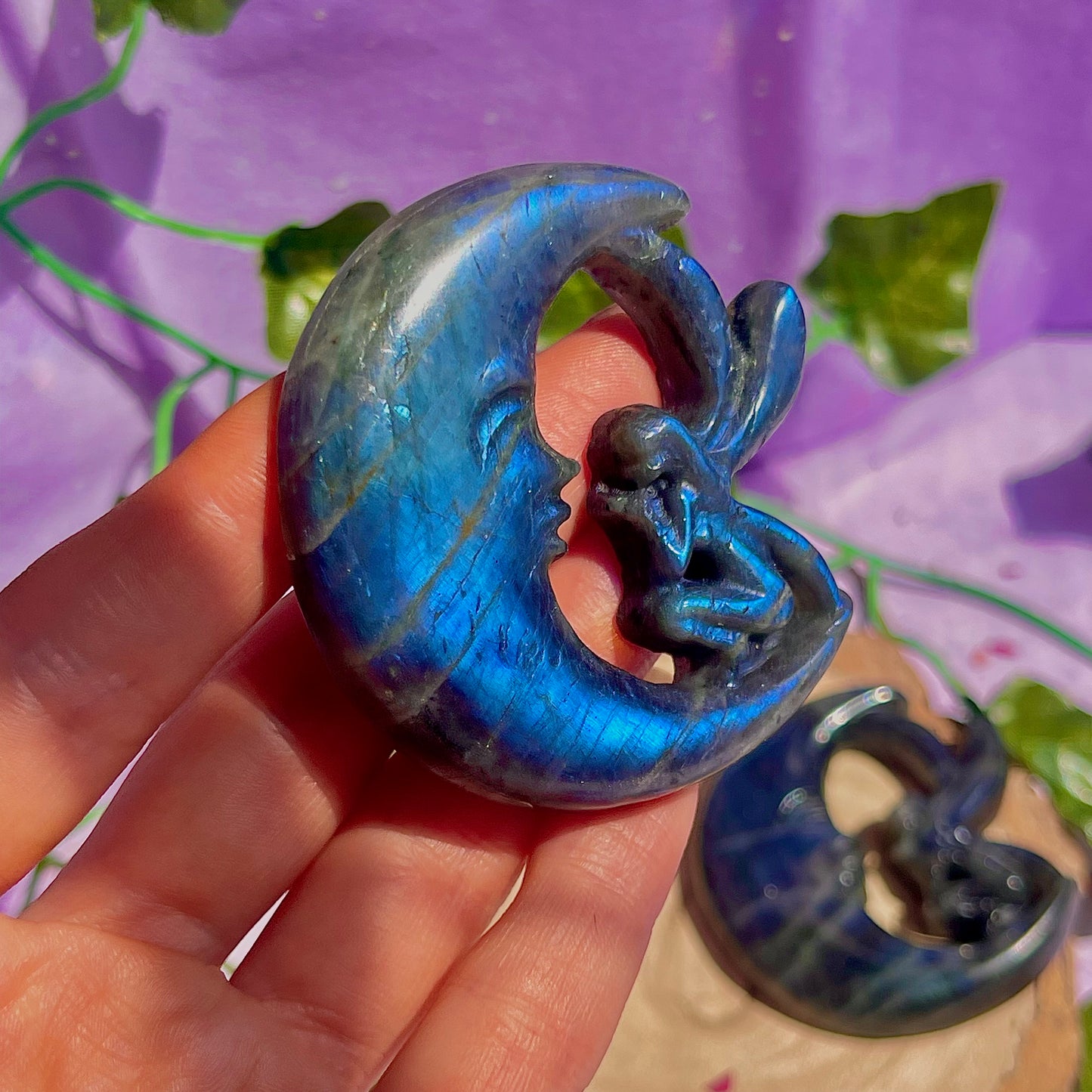labradorite moon & fairy carvings