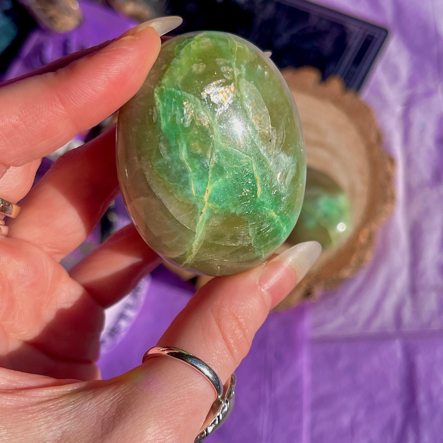 garnierite green moonstone palm stones ~ intuitively chosen