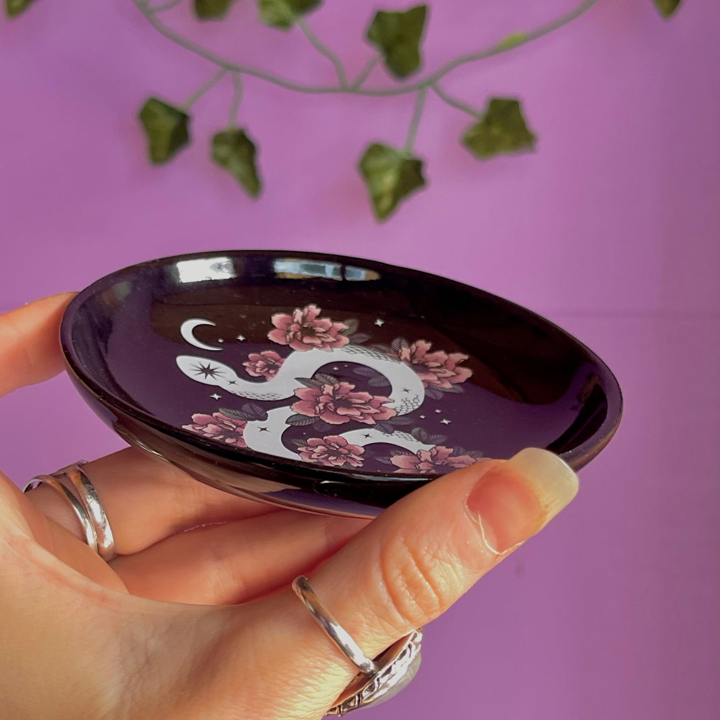 serpentine floral snake trinket dish