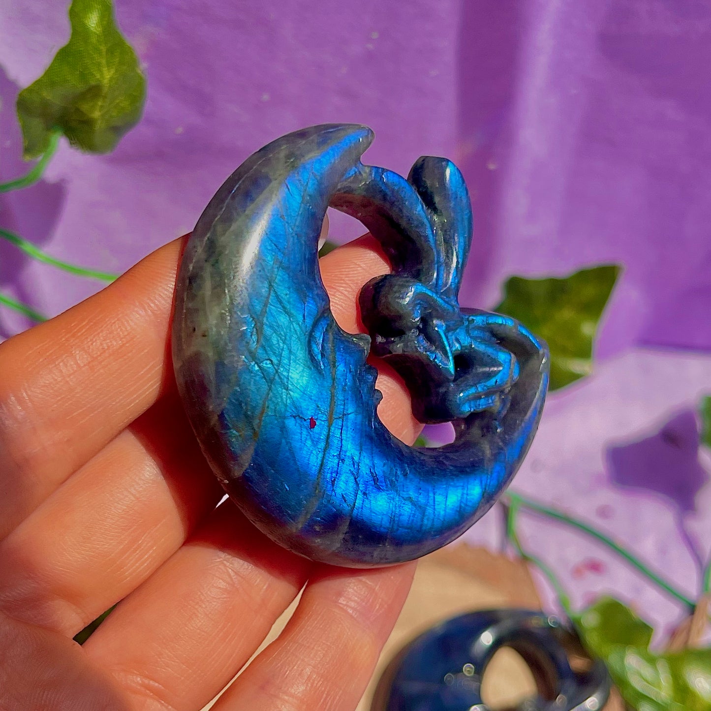labradorite moon & fairy carvings