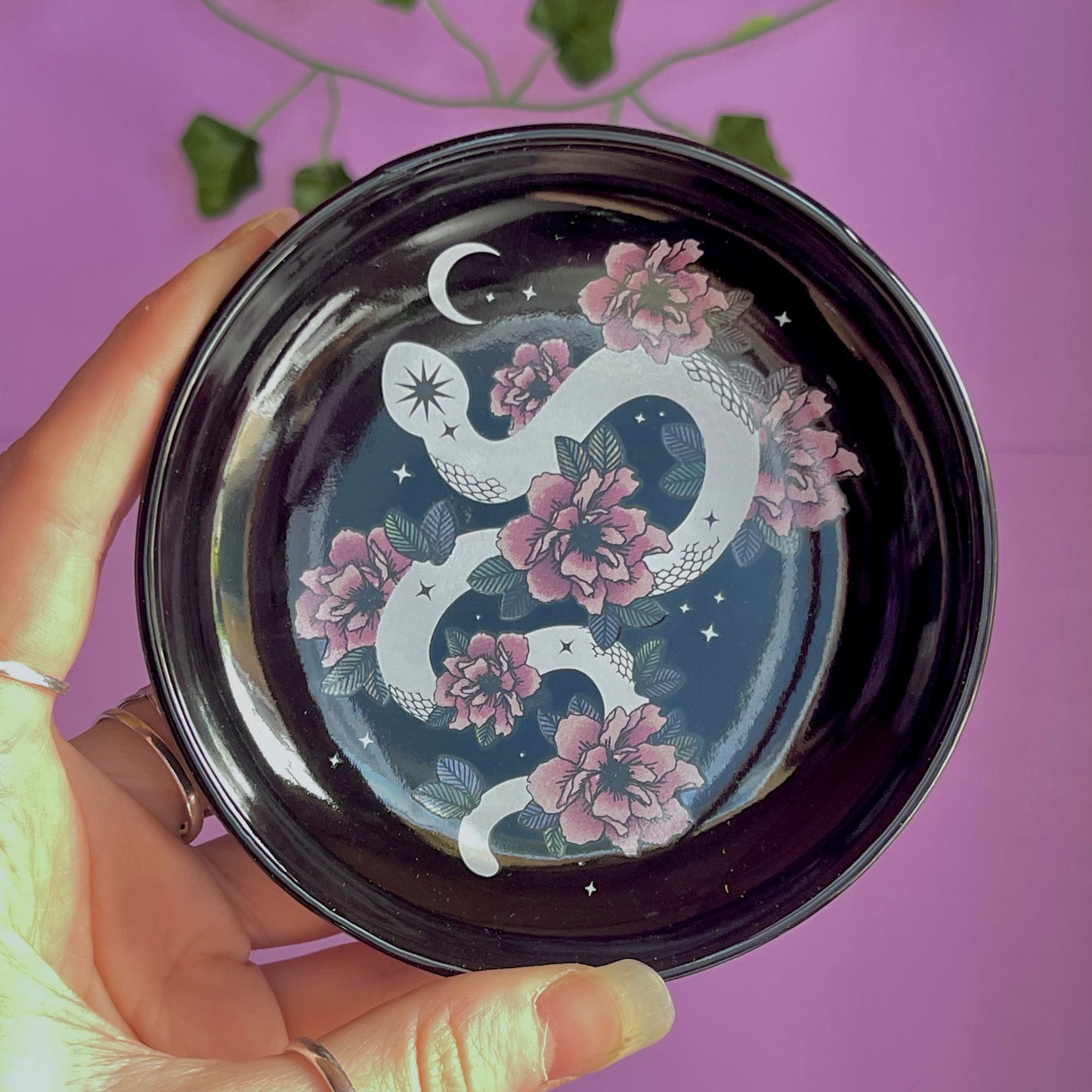 serpentine floral snake trinket dish