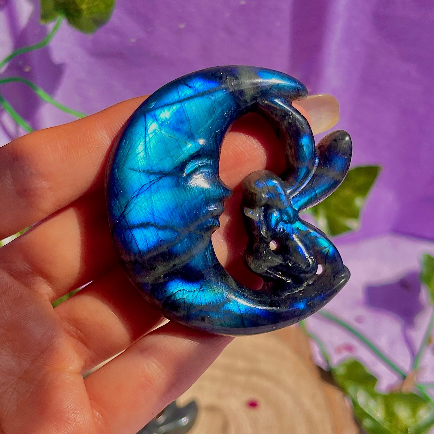 labradorite moon & fairy carvings
