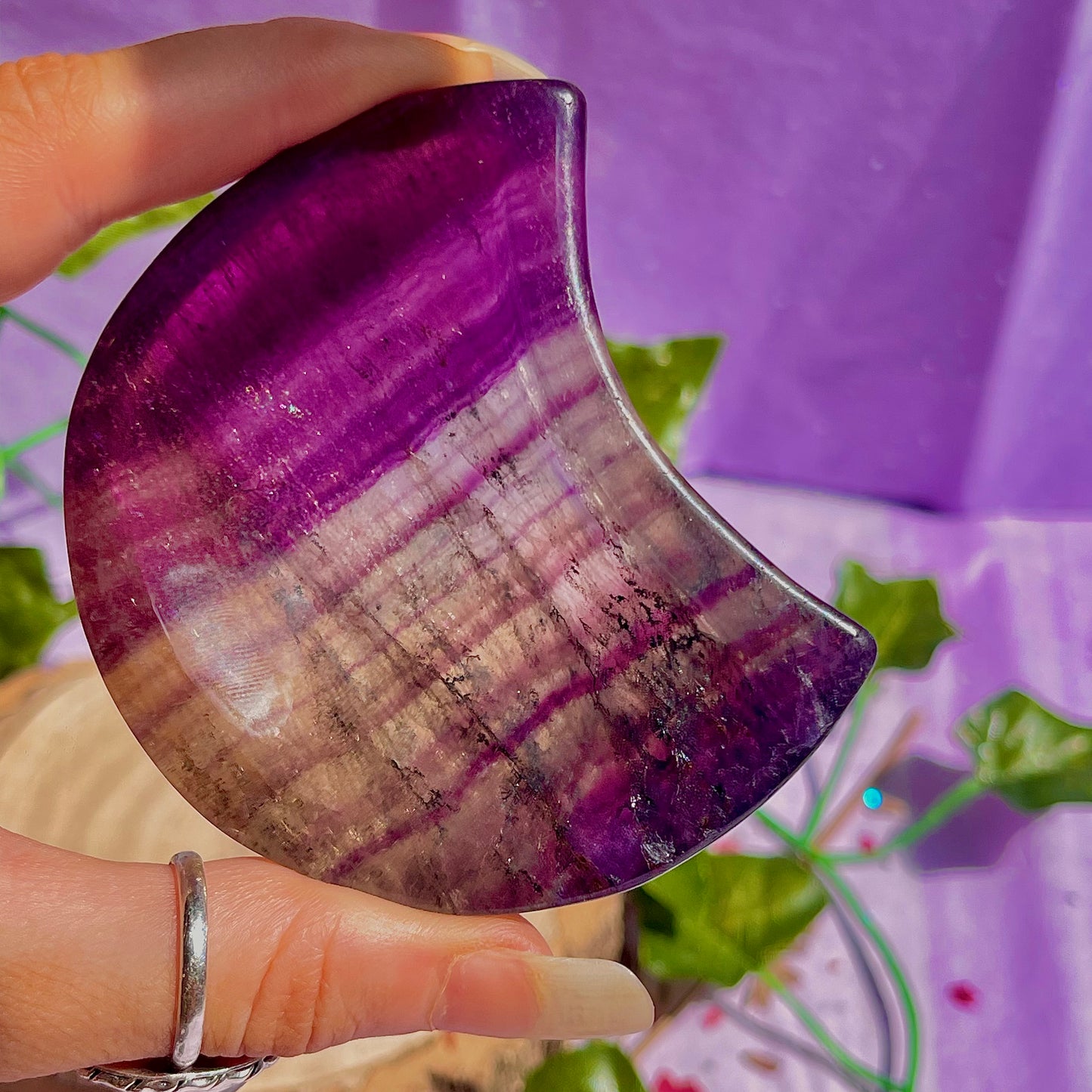 rainbow fluorite moon bowl C