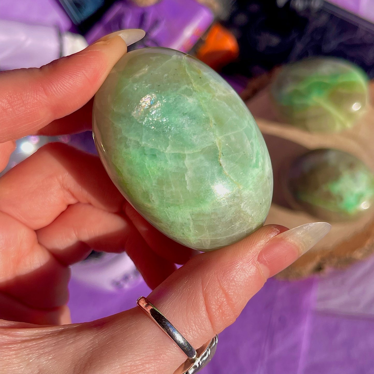garnierite green moonstone palm stones ~ intuitively chosen