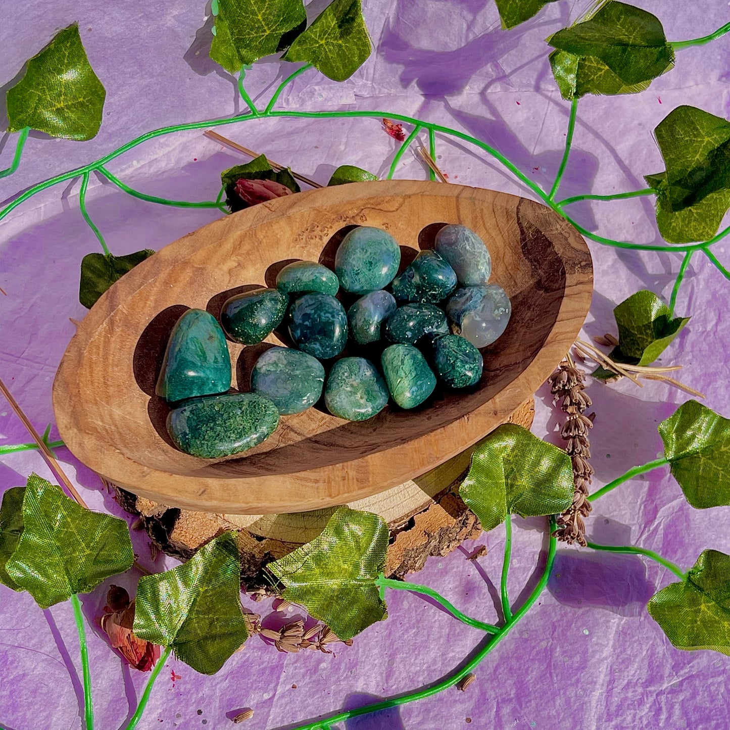 moss agate tumble