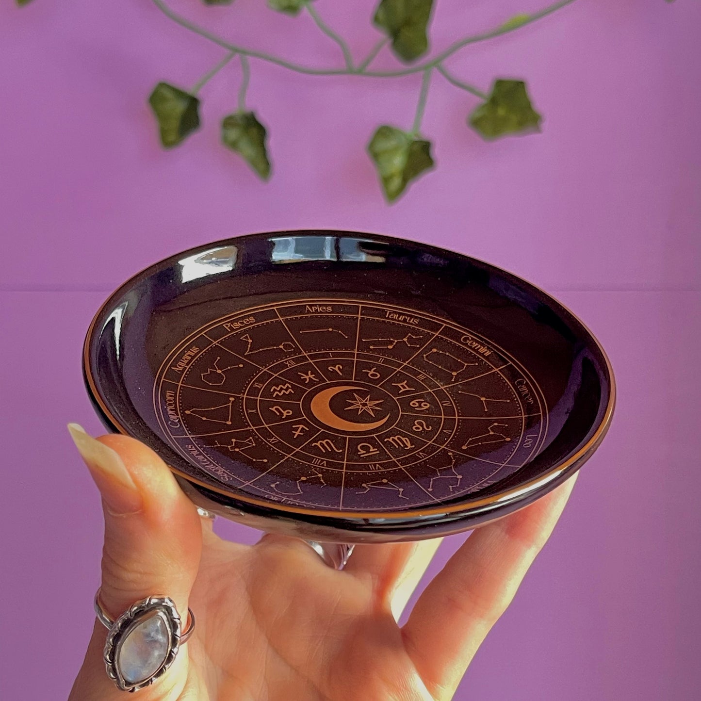astrology wheel trinket dish