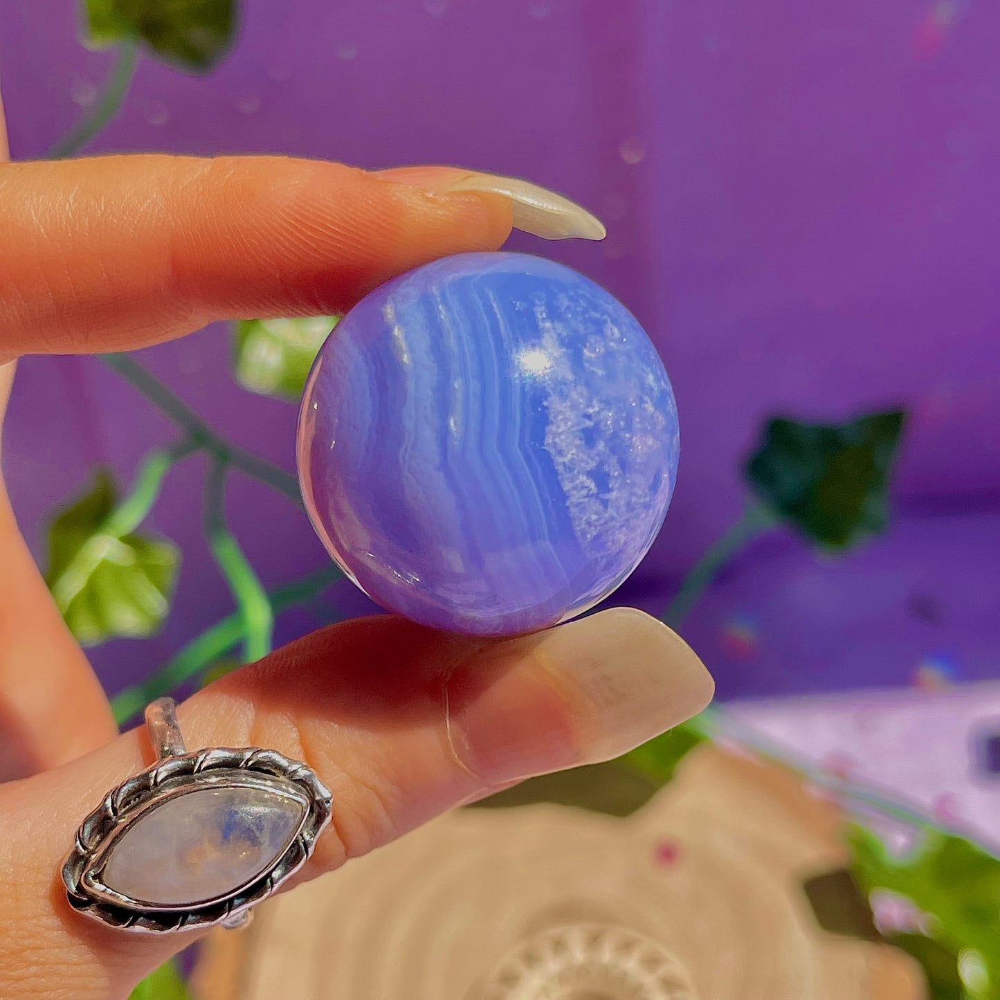 blue lace agate sphere B