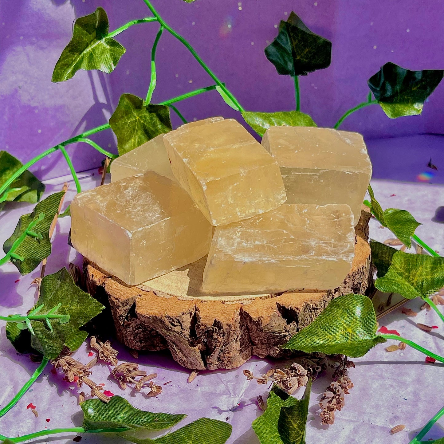 optical golden calcite natural rhombohedrons ~ small