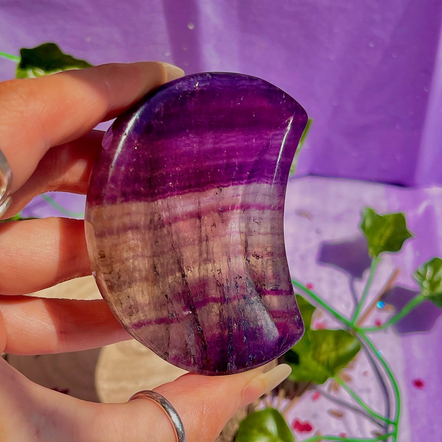 rainbow fluorite moon bowl C