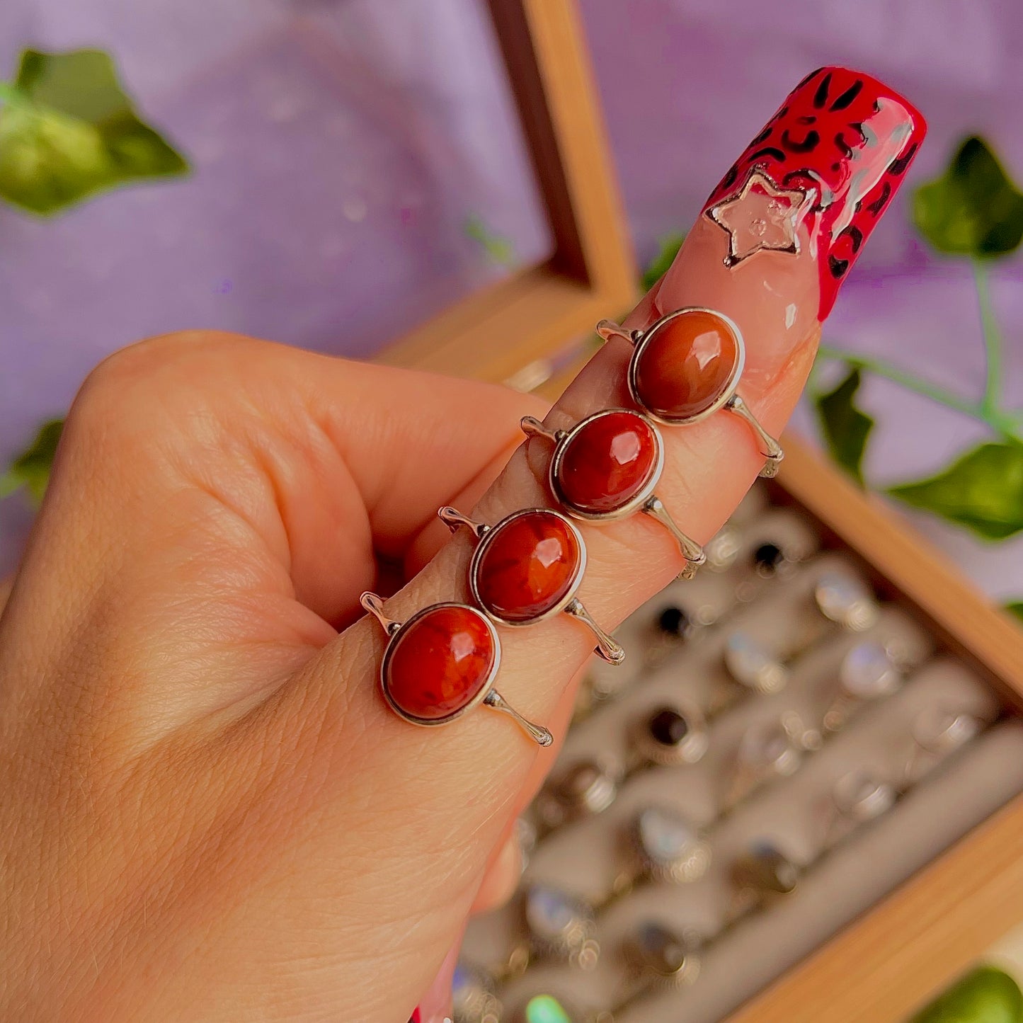 carnelian style B ~ 925 sterling silver adjustable rings / intuitively chosen
