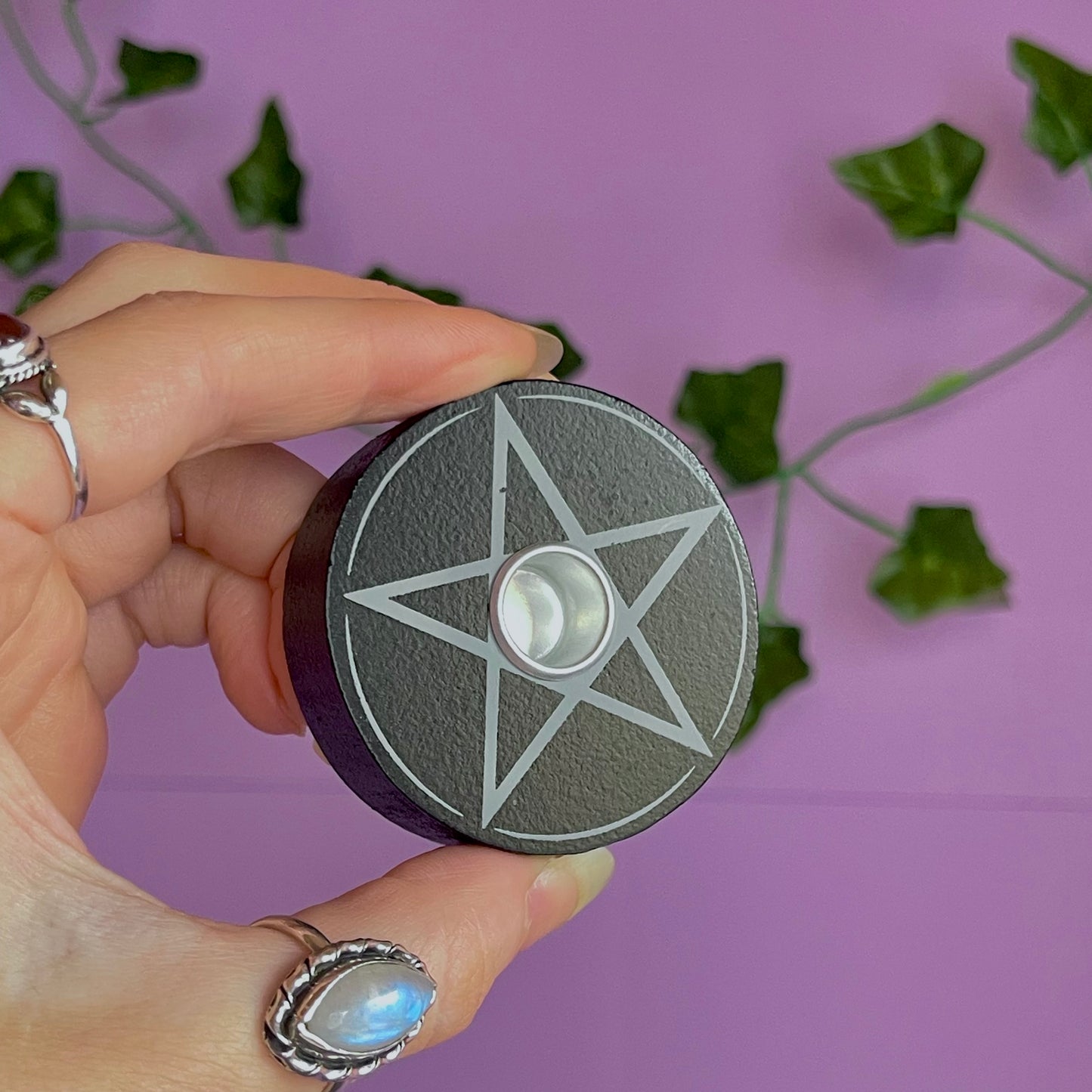 pentagram spell candle holder