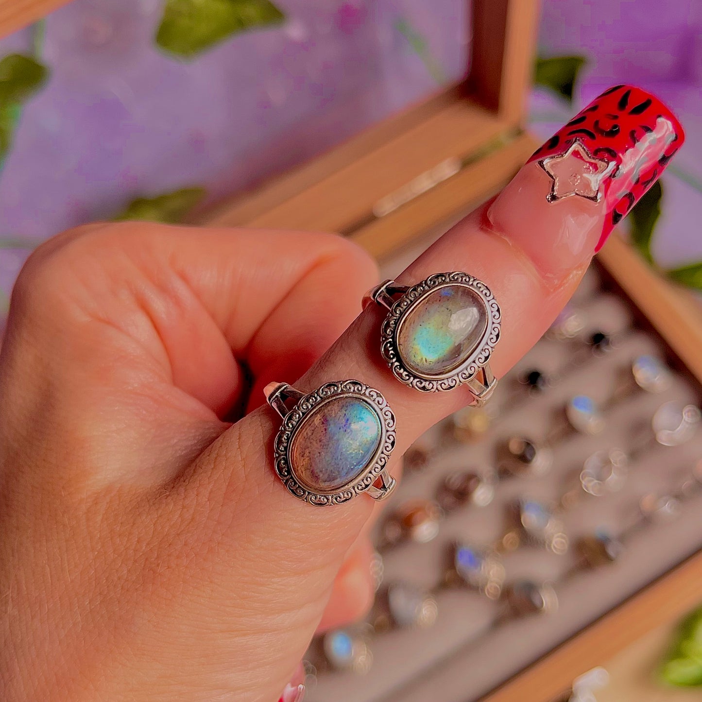 labradorite style B ~ 925 sterling silver adjustable rings / intuitively chosen
