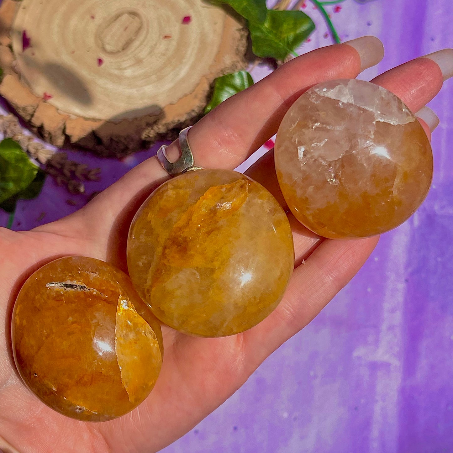 golden healer palm stones ~ intuitively chosen