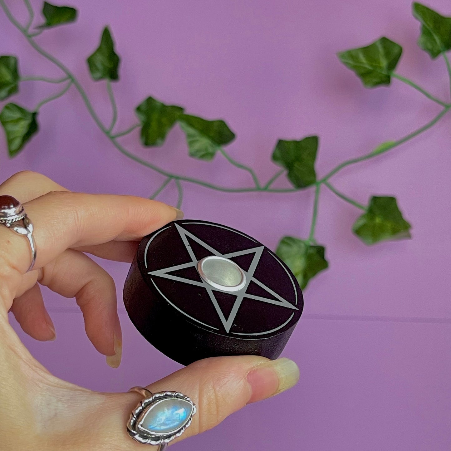pentagram spell candle holder