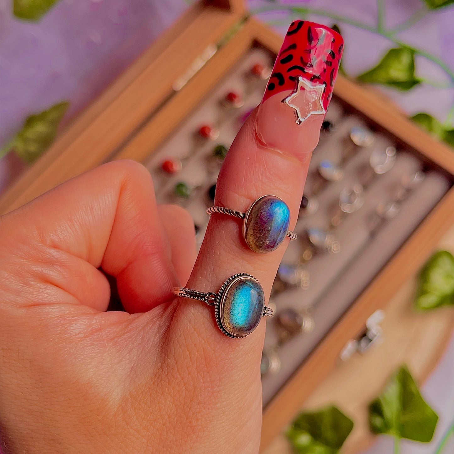 labradorite style C ~ 925 sterling silver adjustable rings / choose your own