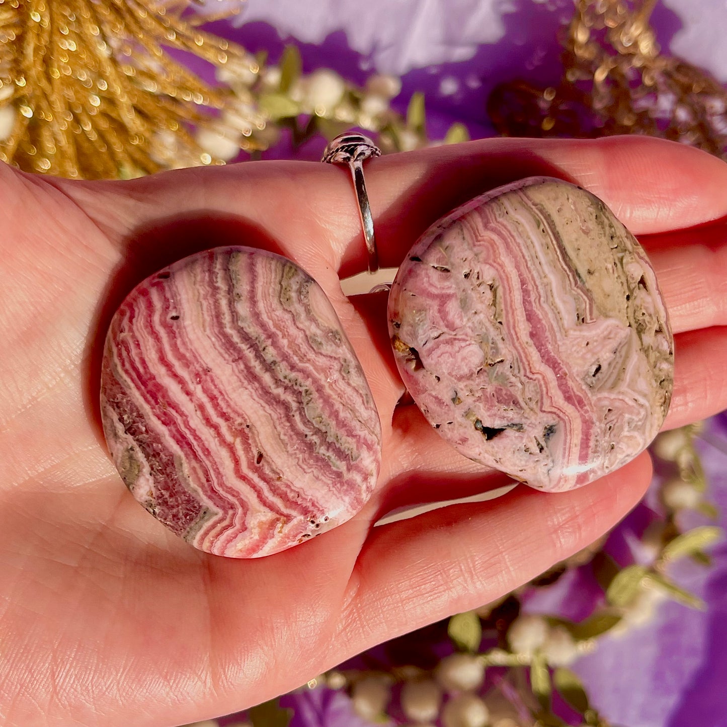 rhodochrosite palm stone ~ intuitively chosen