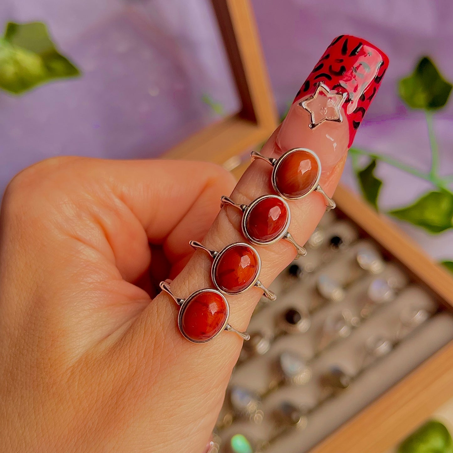 carnelian style B ~ 925 sterling silver adjustable rings / intuitively chosen