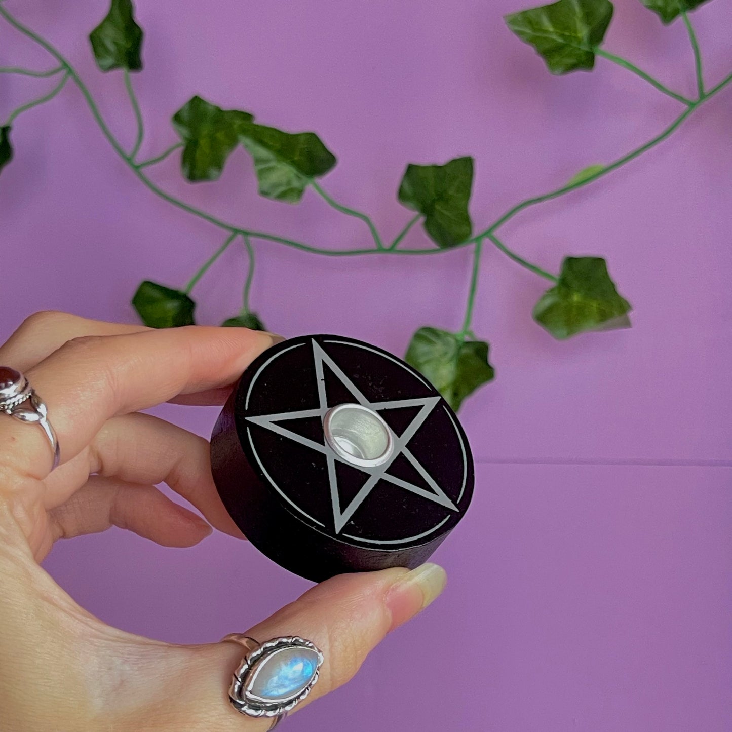 pentagram spell candle holder
