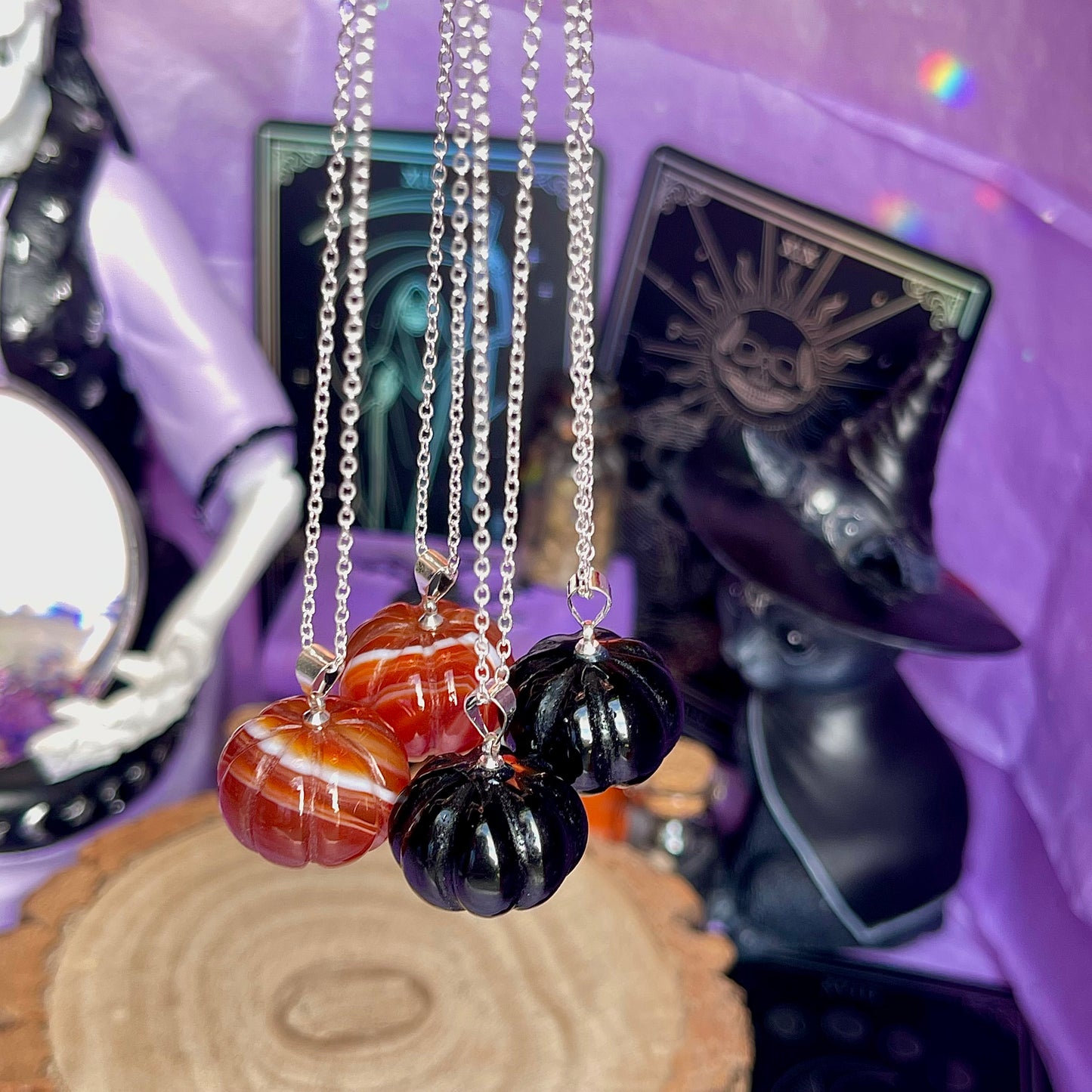 pumpkin necklace on 925 sterling silver plated chain (18 inch)