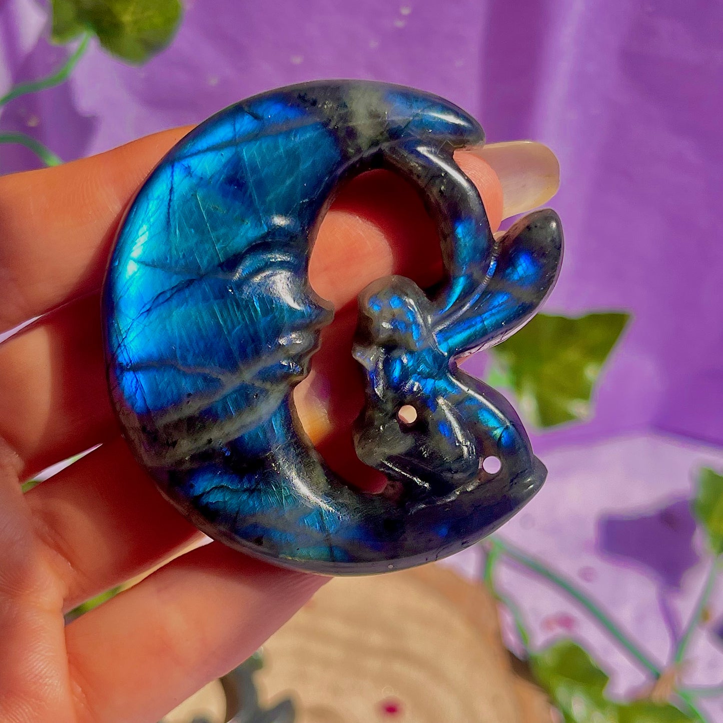 labradorite moon & fairy carvings