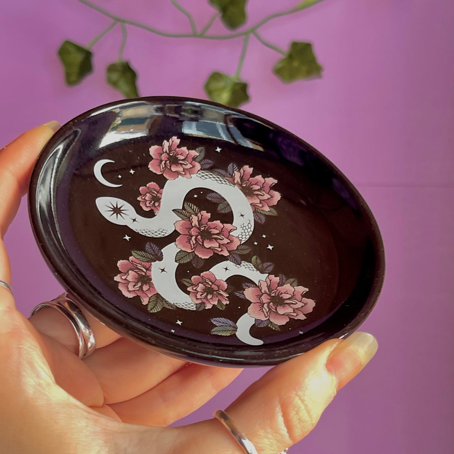 serpentine floral snake trinket dish
