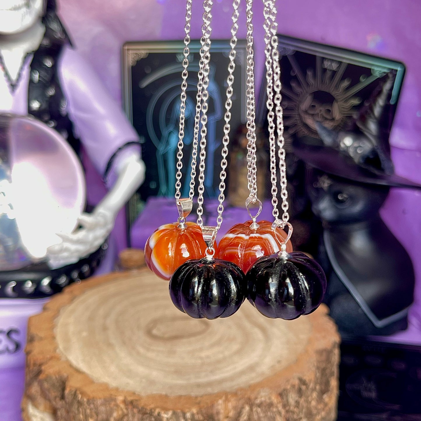 pumpkin necklace on 925 sterling silver plated chain (18 inch)
