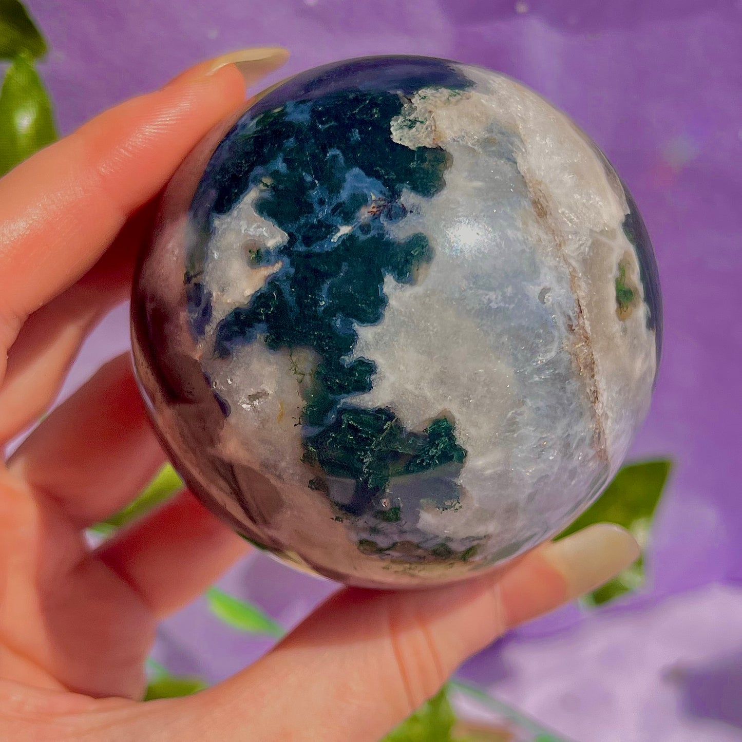 moss agate sphere
