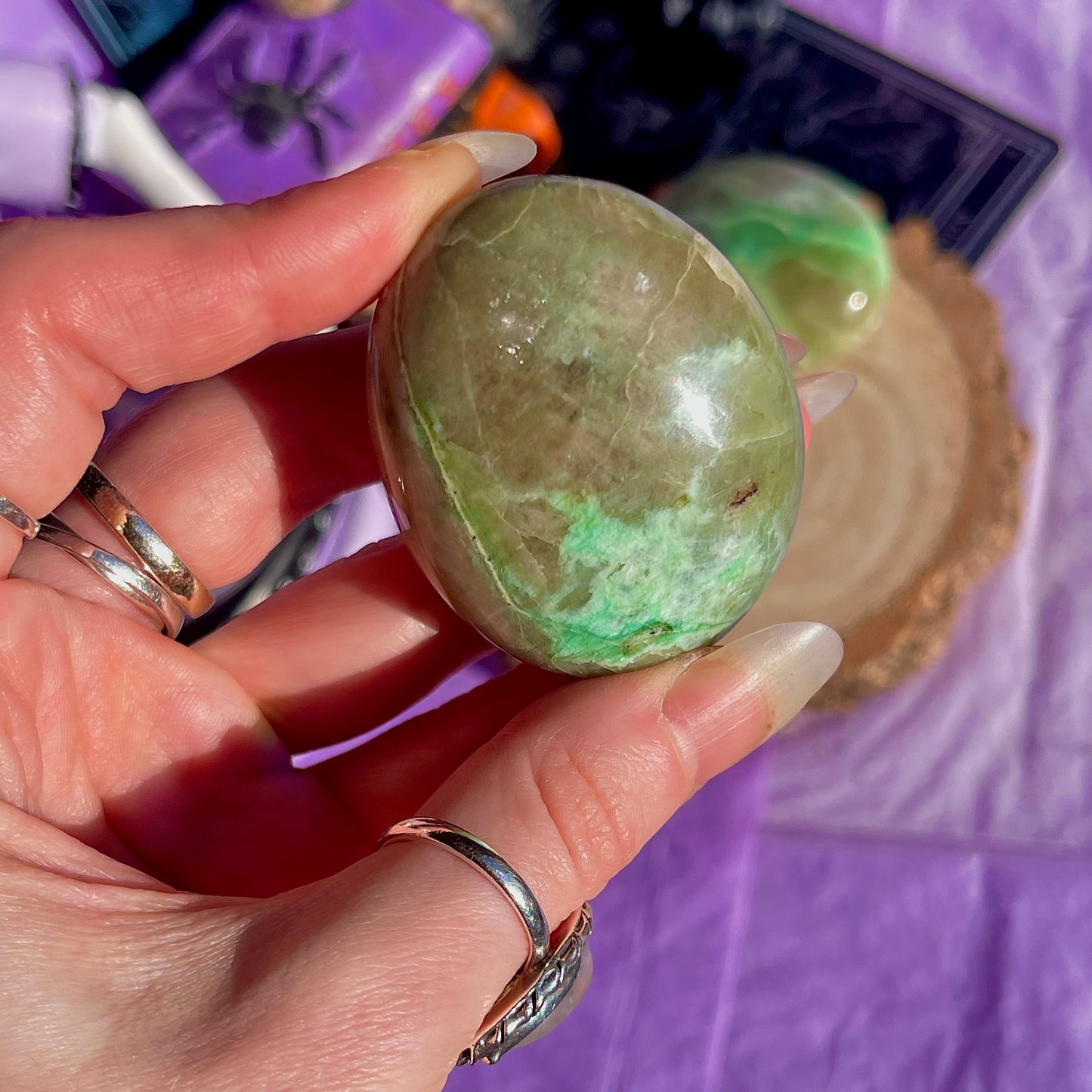 garnierite green moonstone palm stones ~ intuitively chosen