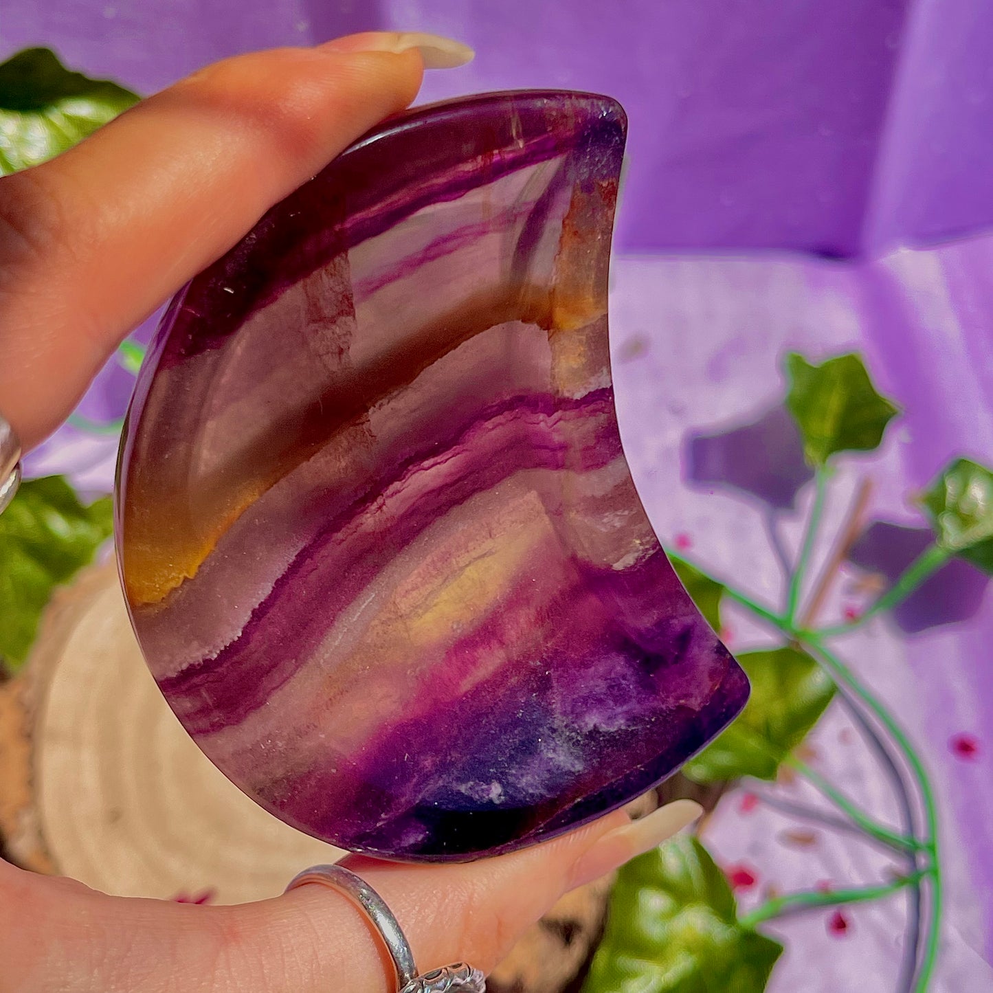 rainbow fluorite moon bowl A