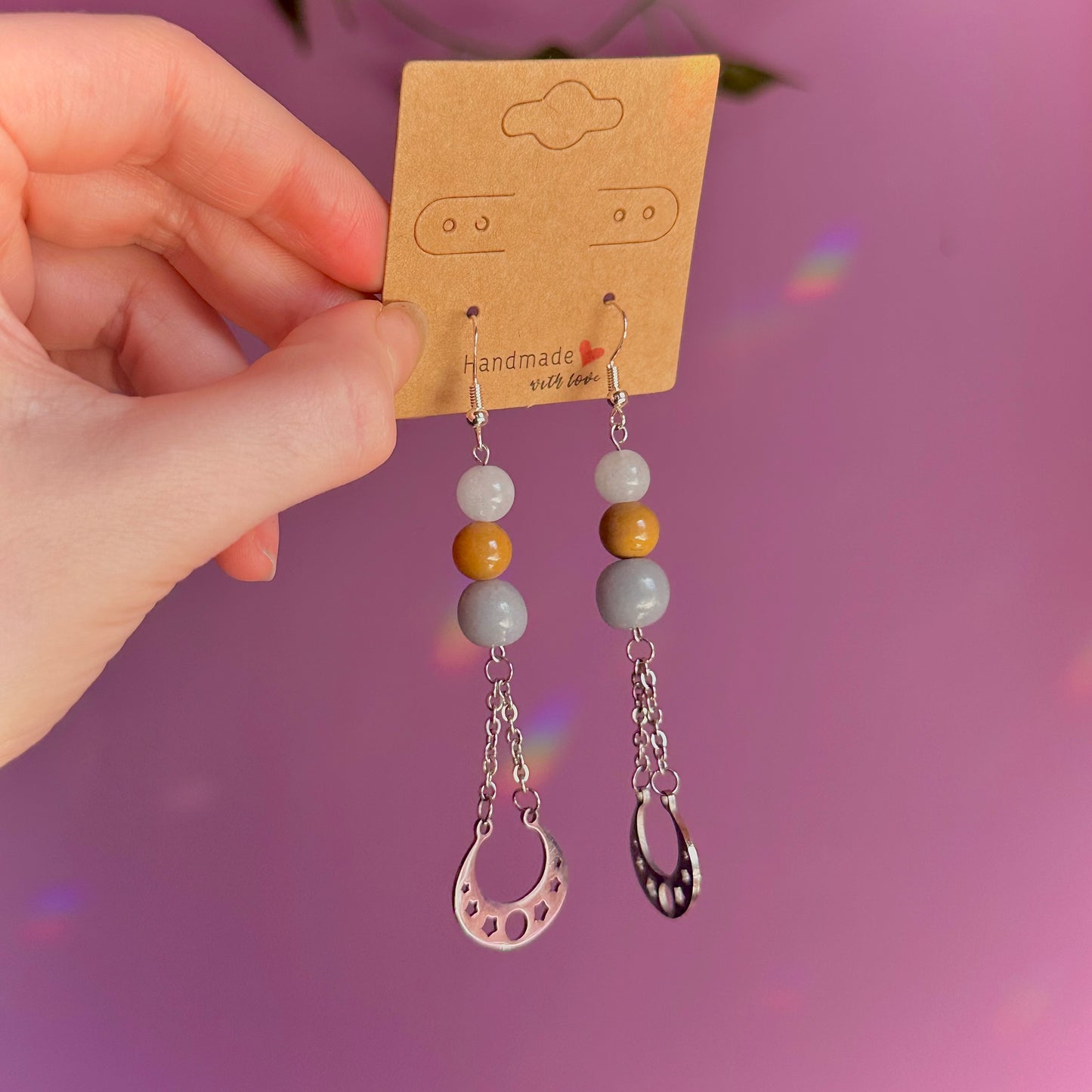 celestial earrings on 925 hooks ~ aquamarine, mookaite, angelite