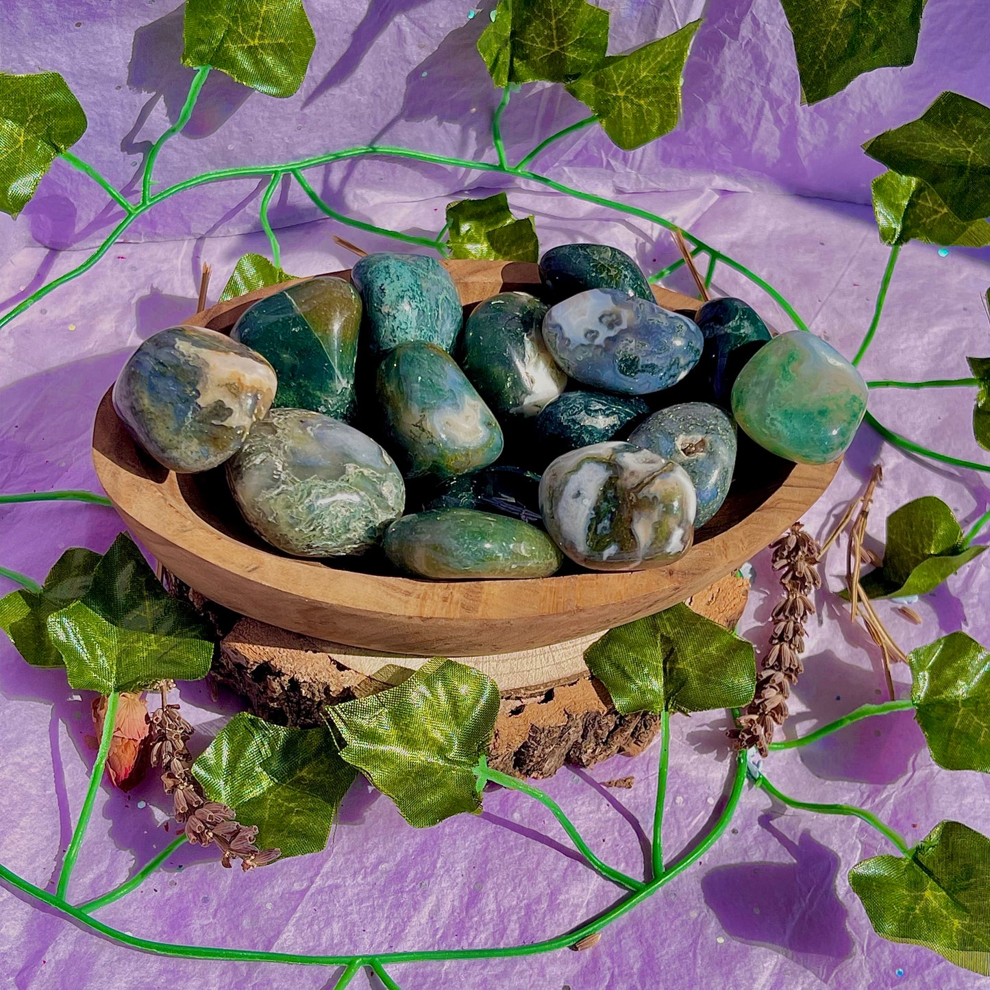 moss agate tumble