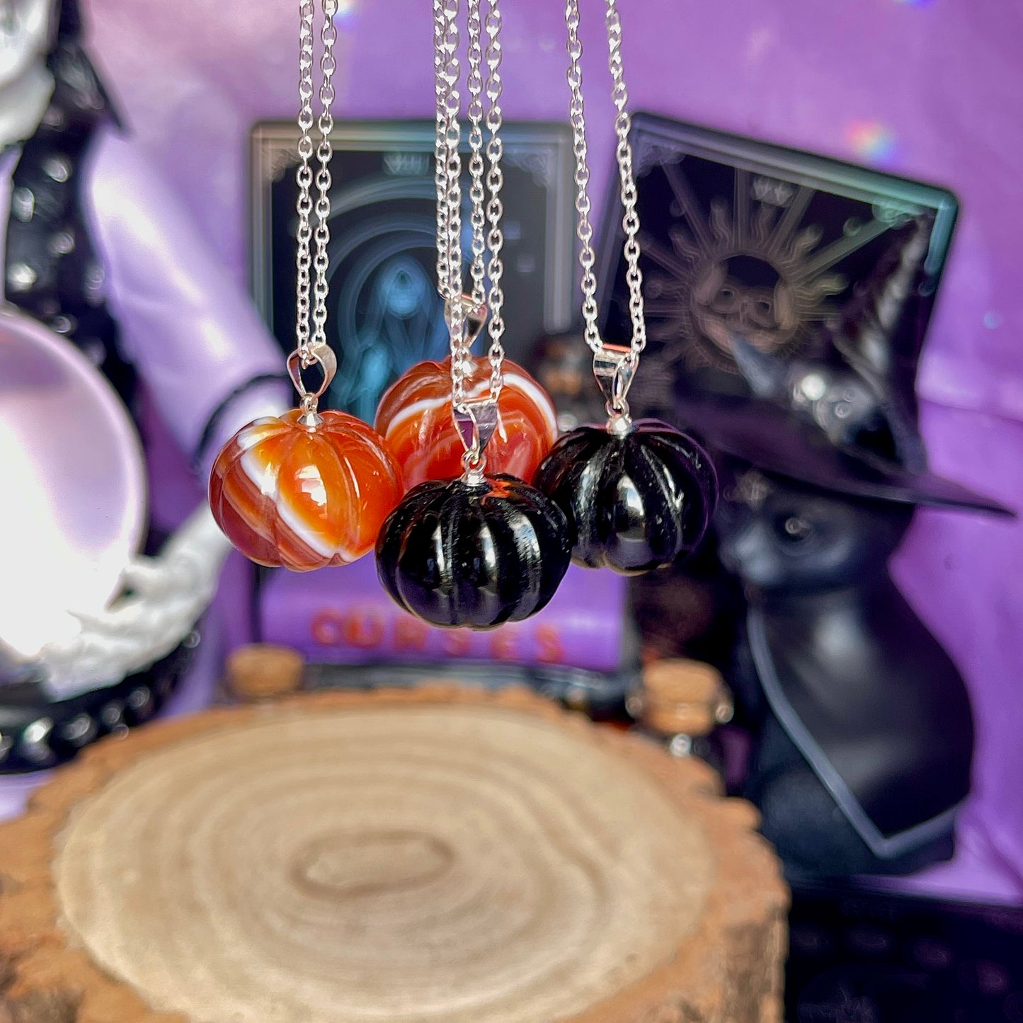 pumpkin necklace on 925 sterling silver plated chain (18 inch)