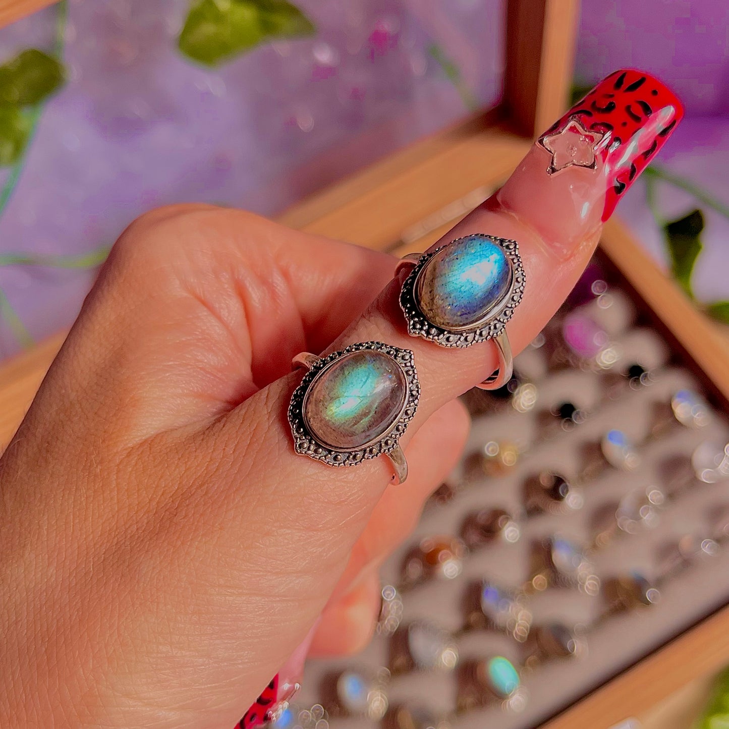 labradorite style A ~ 925 sterling silver adjustable rings / intuitively chosen