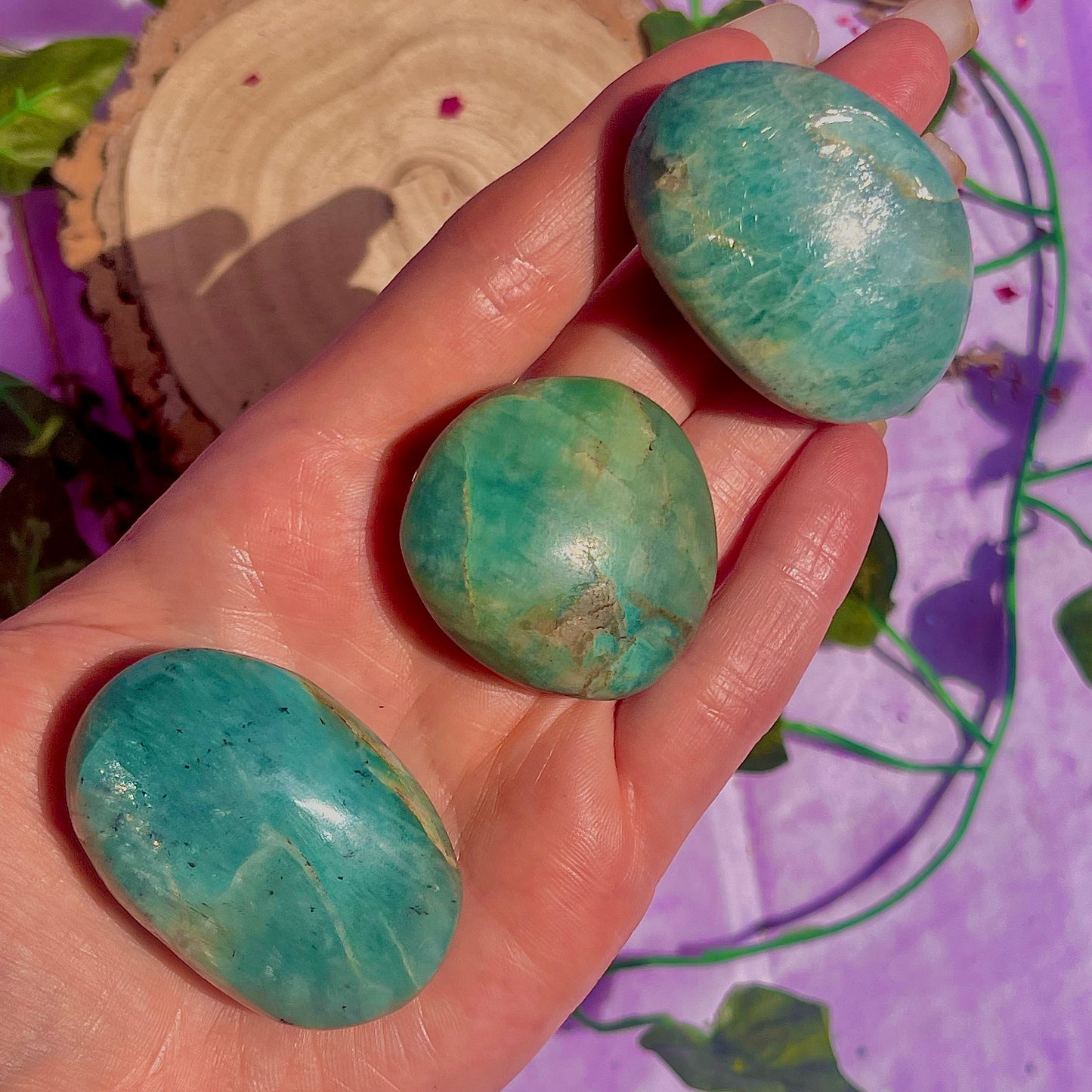 amazonite palm stones ~ intuitively chosen