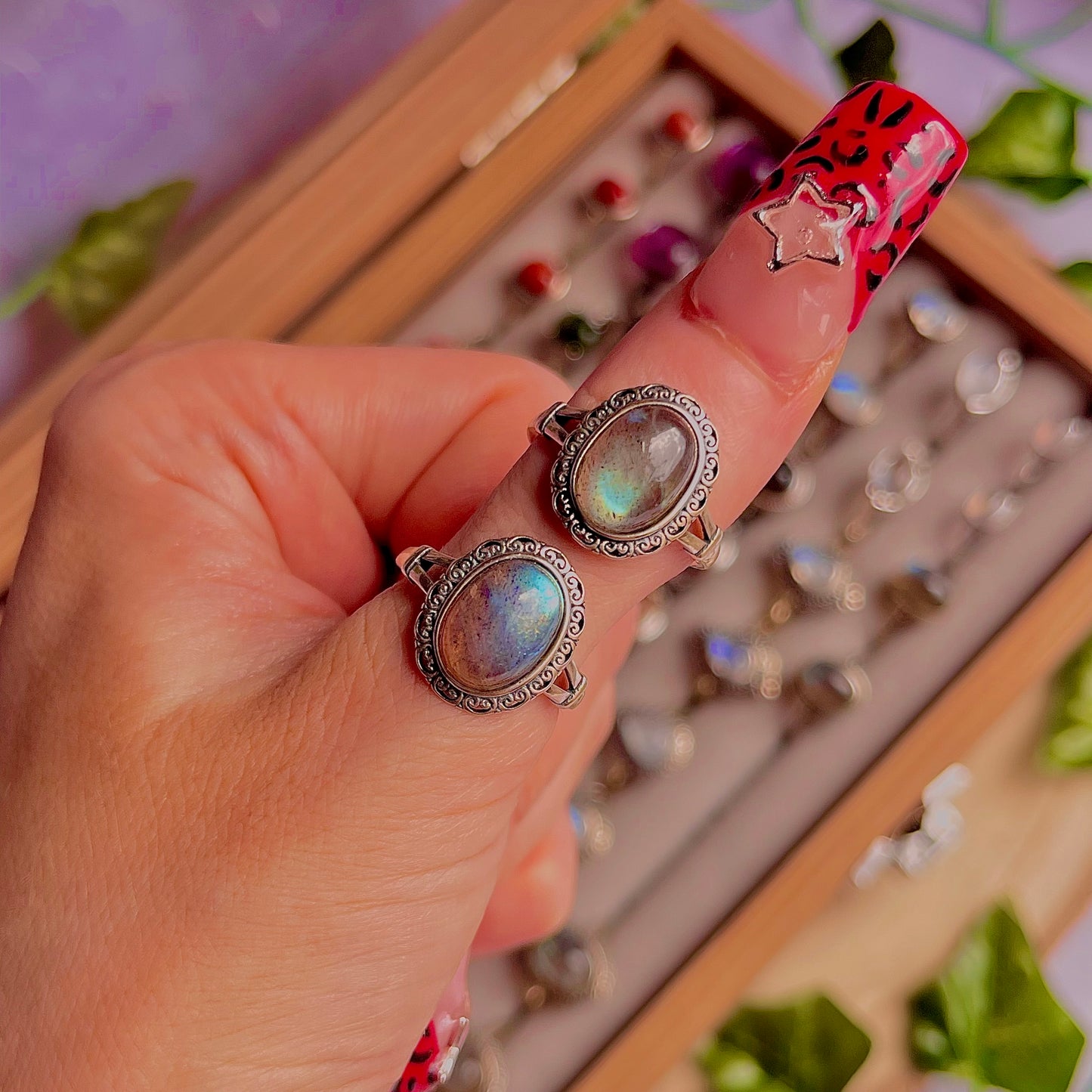 labradorite style B ~ 925 sterling silver adjustable rings / intuitively chosen