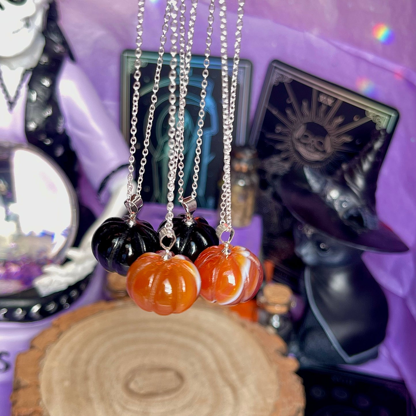 pumpkin necklace on 925 sterling silver plated chain (18 inch)