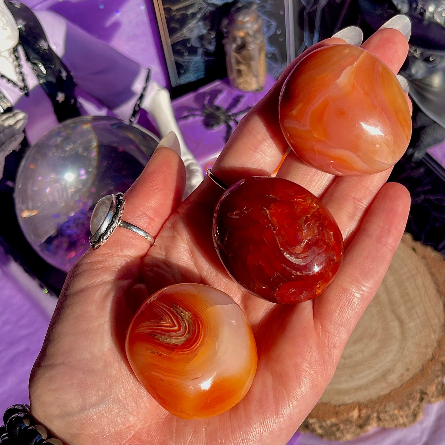 carnelian small palm stones ~ intuitively chosen