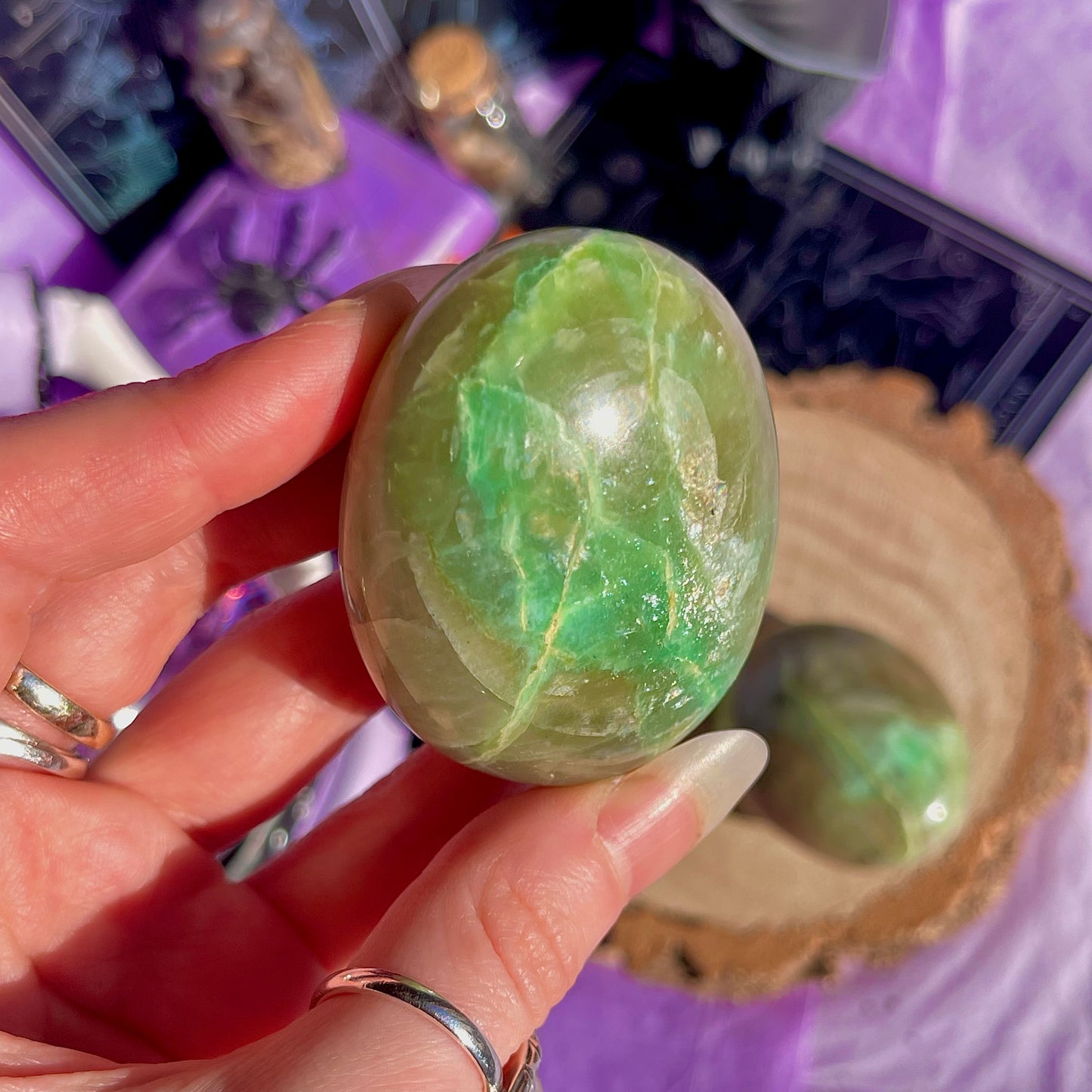 garnierite green moonstone palm stones ~ intuitively chosen
