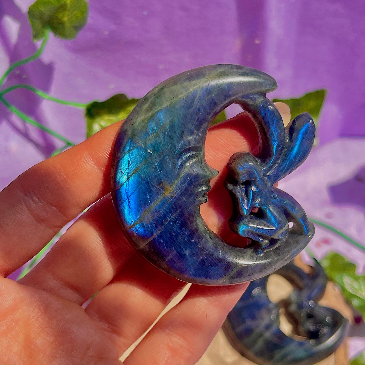 labradorite moon & fairy carvings