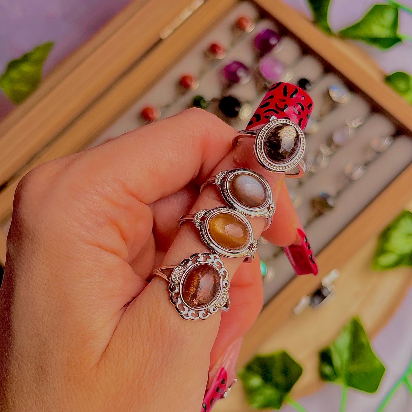 sunstone moonstone ~ 925 sterling silver adjustable rings / choose your own