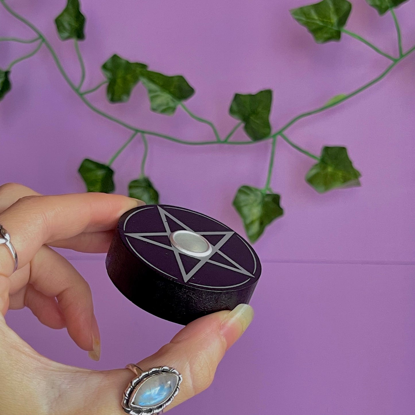 pentagram spell candle holder