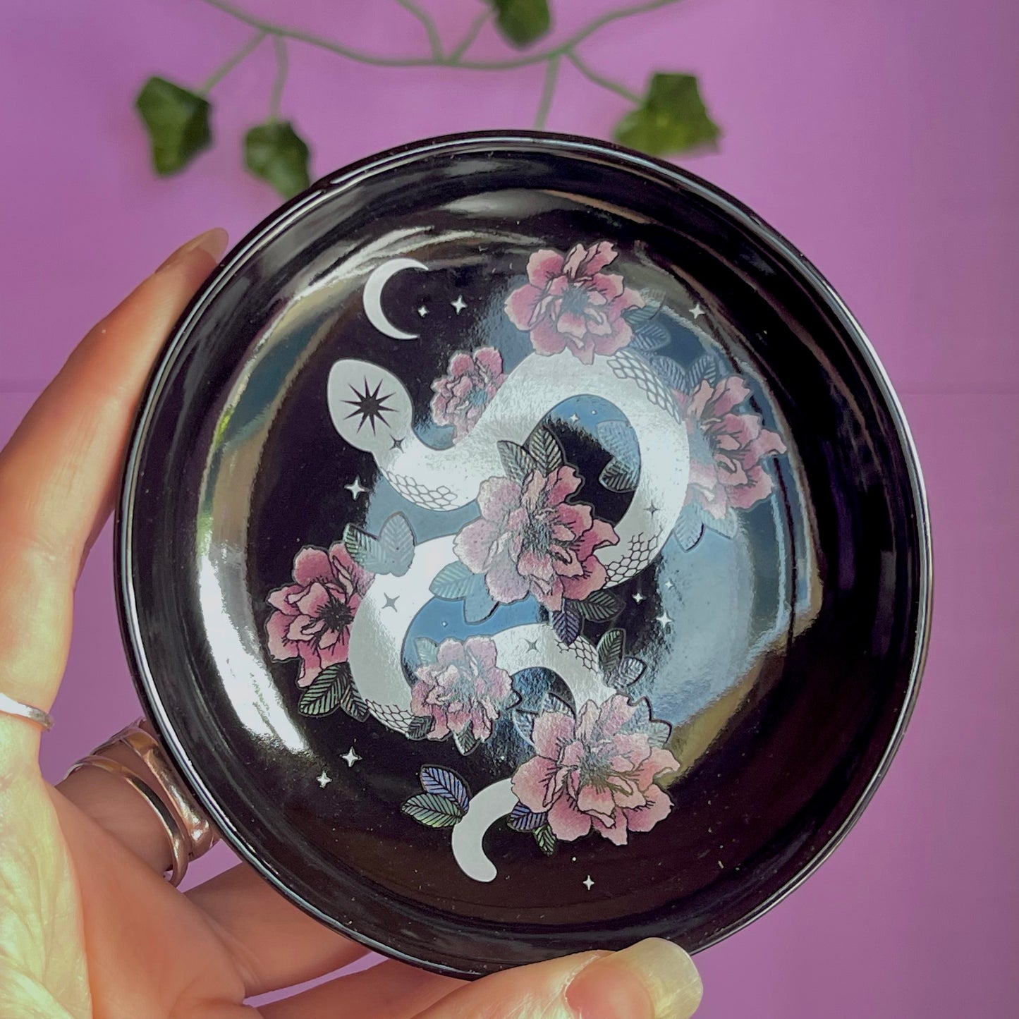 serpentine floral snake trinket dish