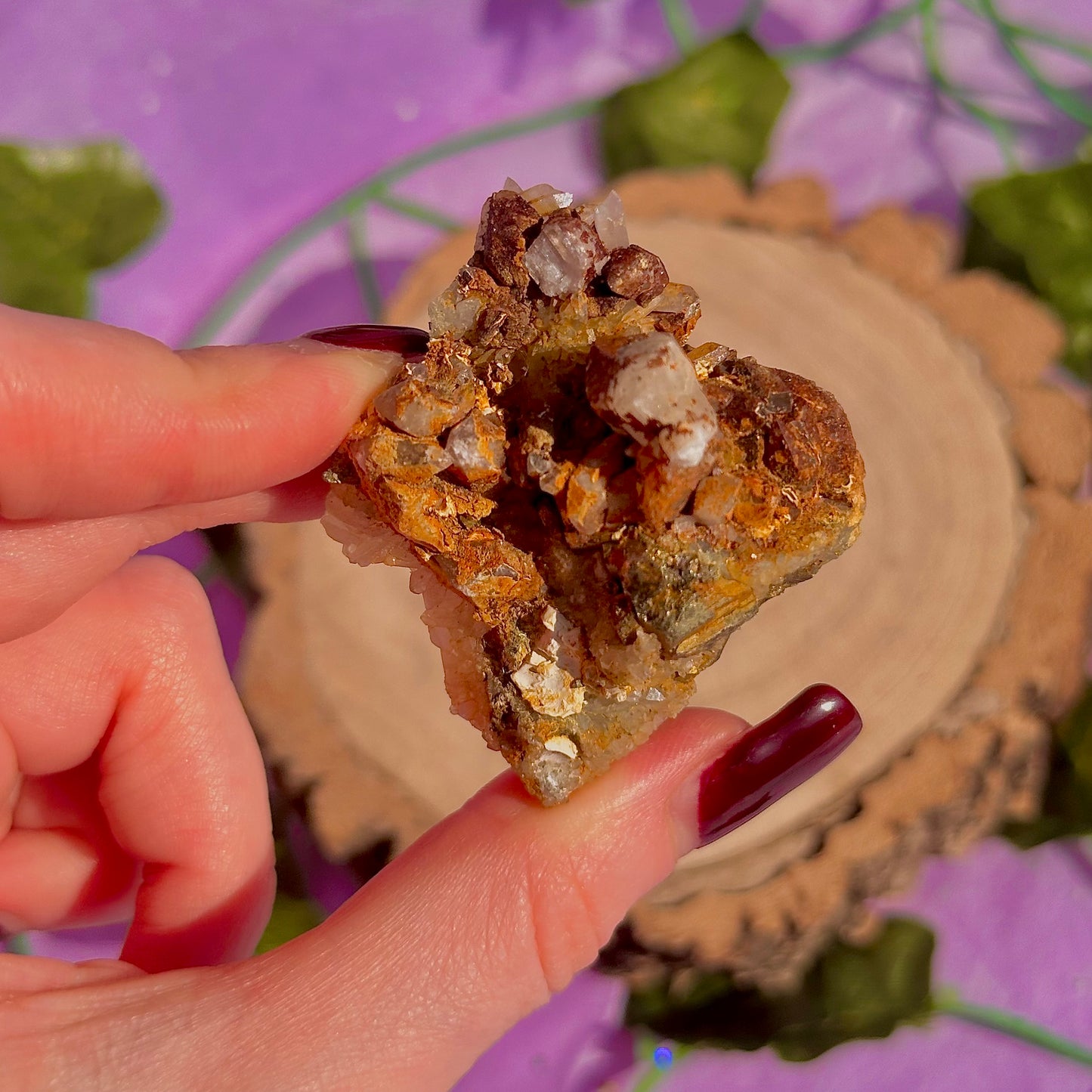 clear quartz with pyrite & golden healer inclusions cluster specimen