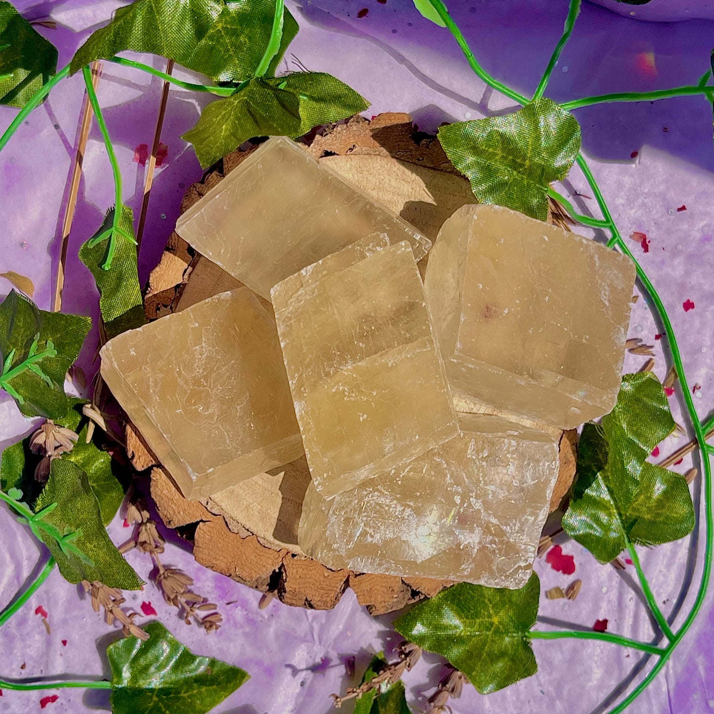 optical golden calcite natural rhombohedrons ~ small