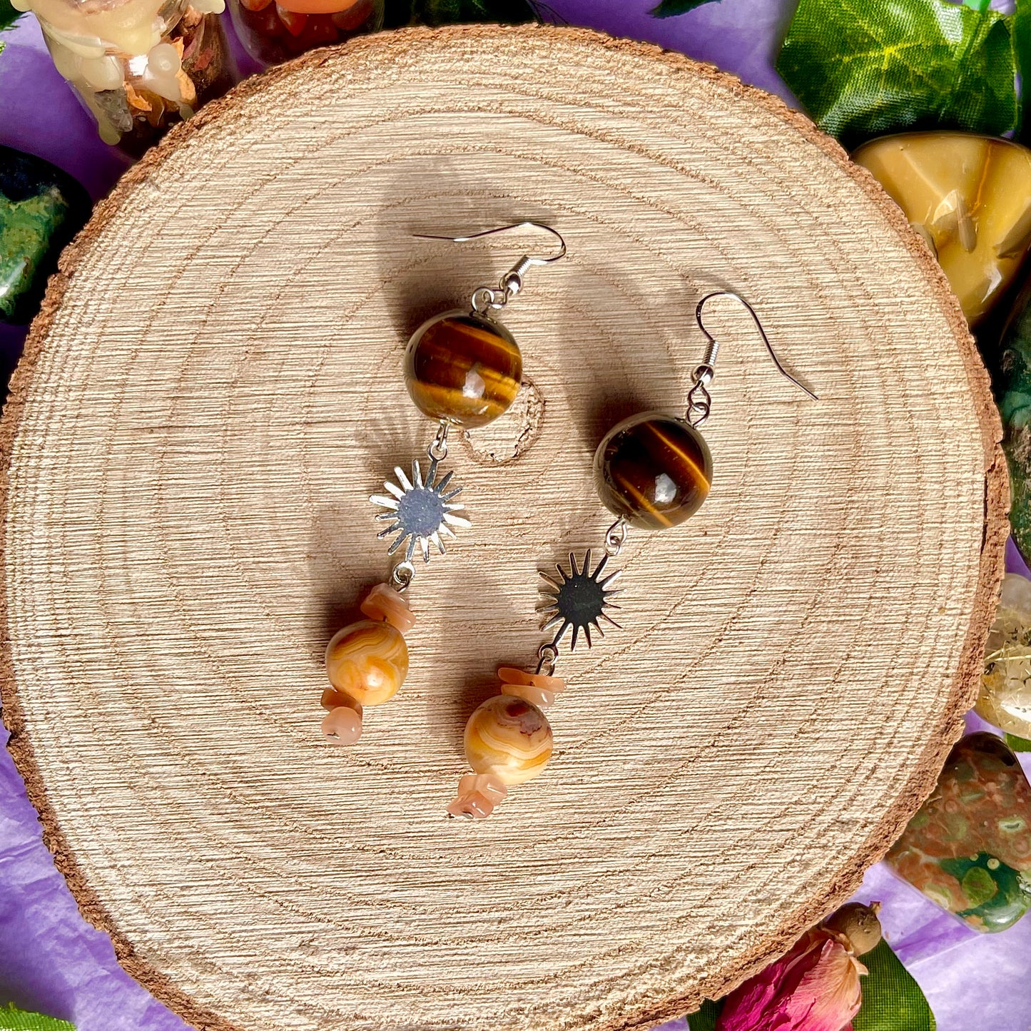 sun earrings on 925 hooks