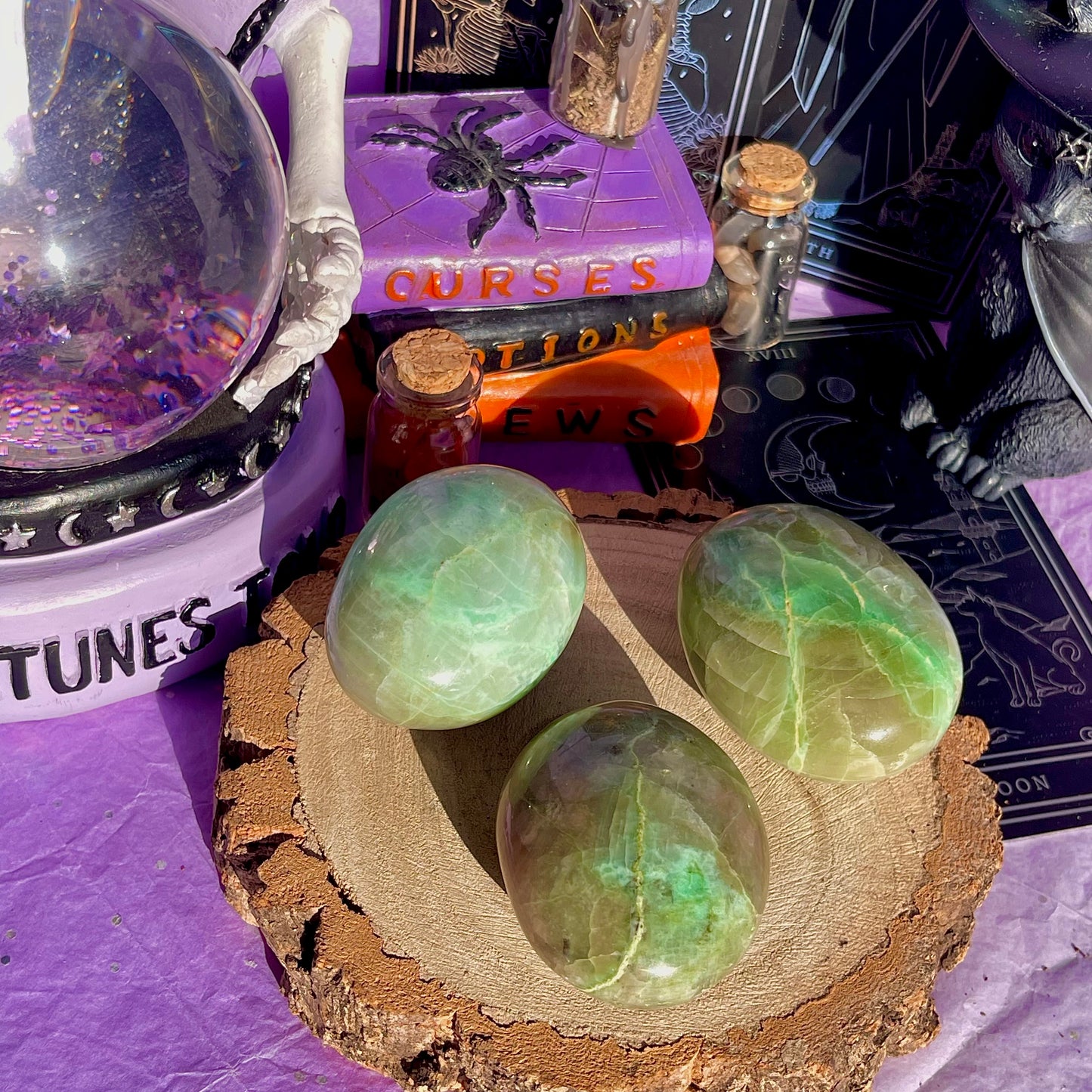 garnierite green moonstone palm stones ~ intuitively chosen