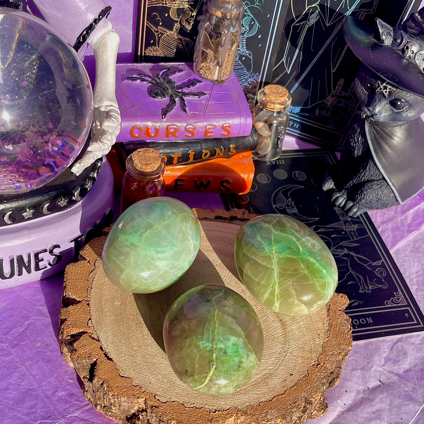 garnierite green moonstone palm stones ~ intuitively chosen