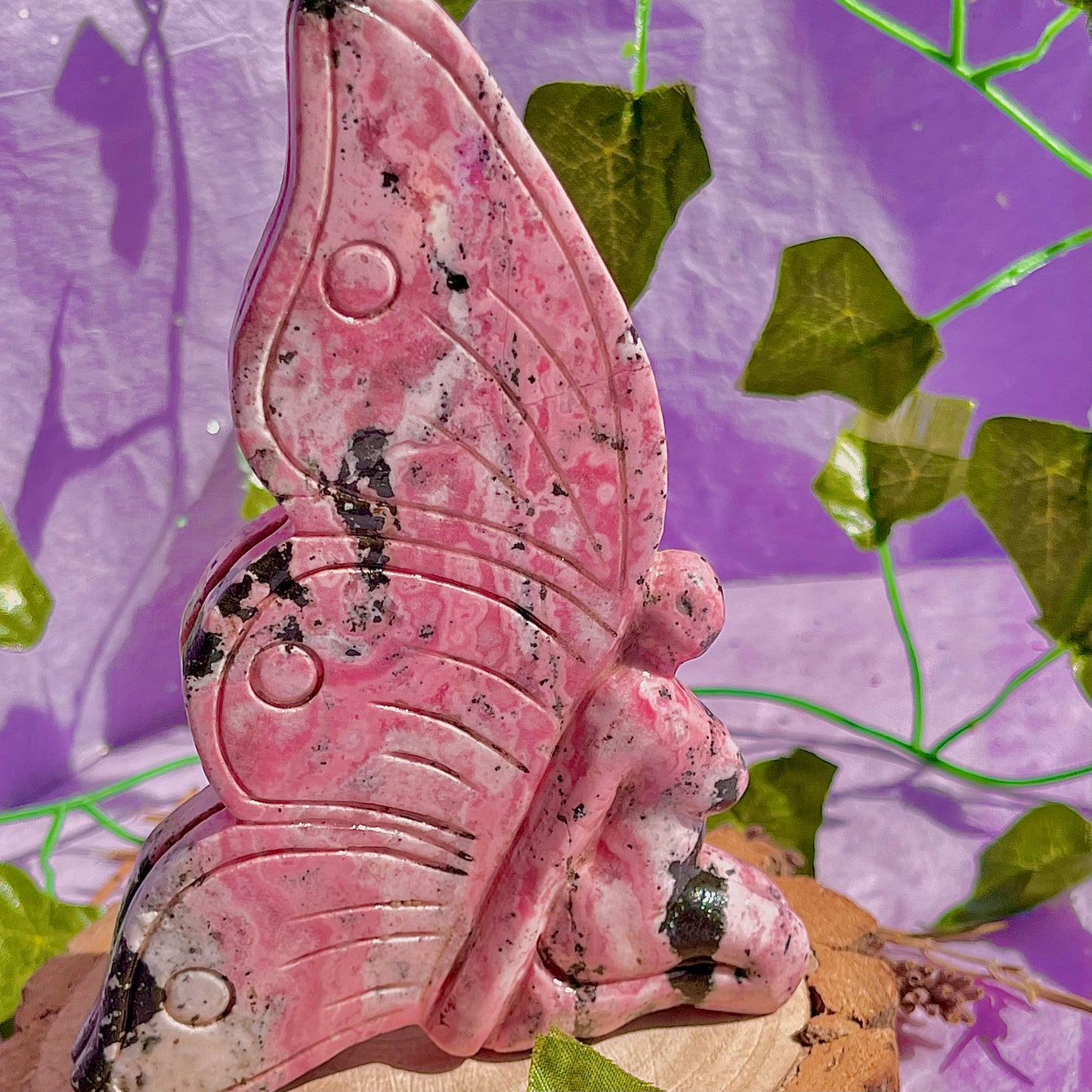 rhodonite fairy carving